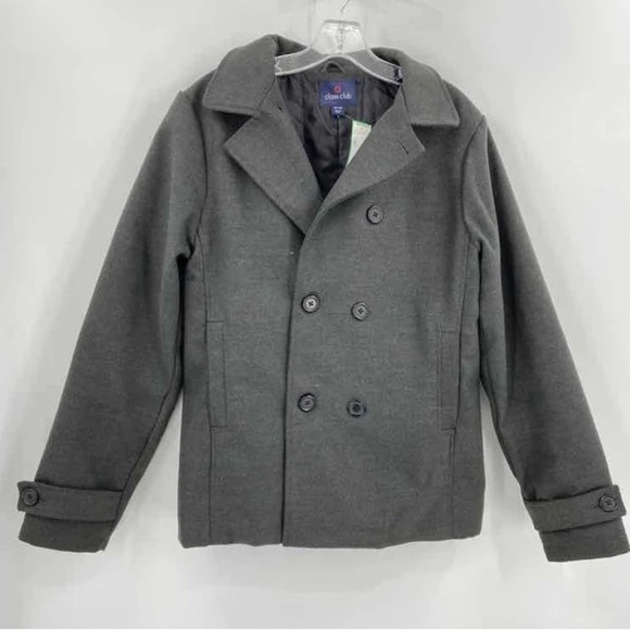 Class Club Kids Double Breasted Pea Coat Gray Size 18/20 - Picture 1 of 6
